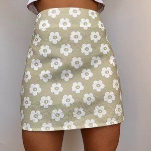 Floral printed sage green skirt